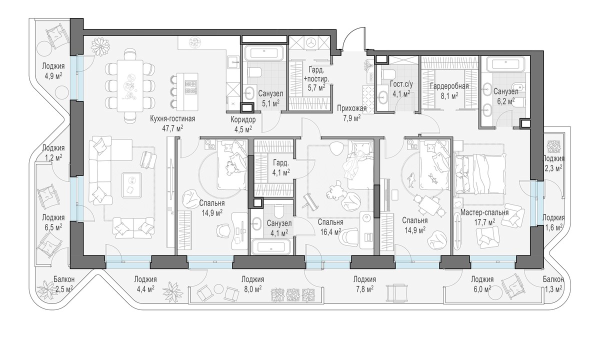 Планировка 184.8 м²