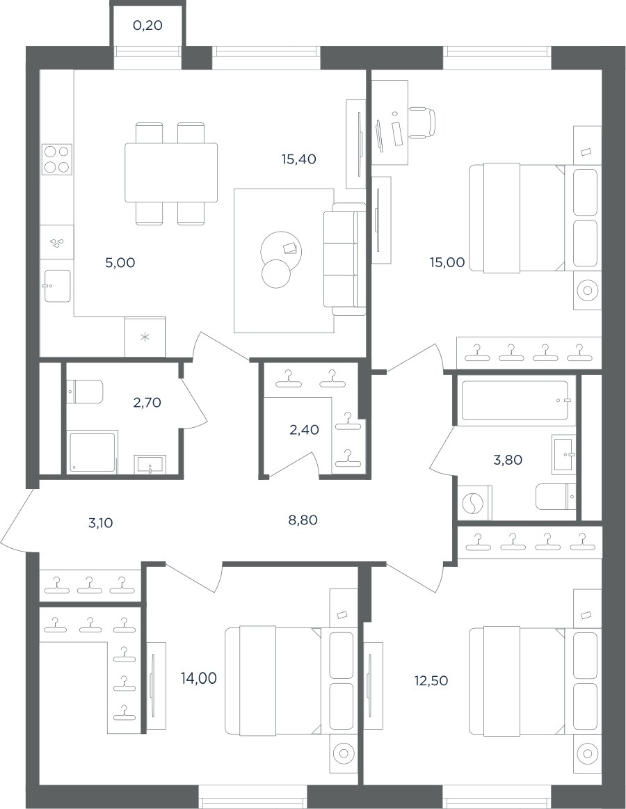 Планировка 82.7 м²