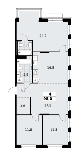 Планировка 98.0 м²