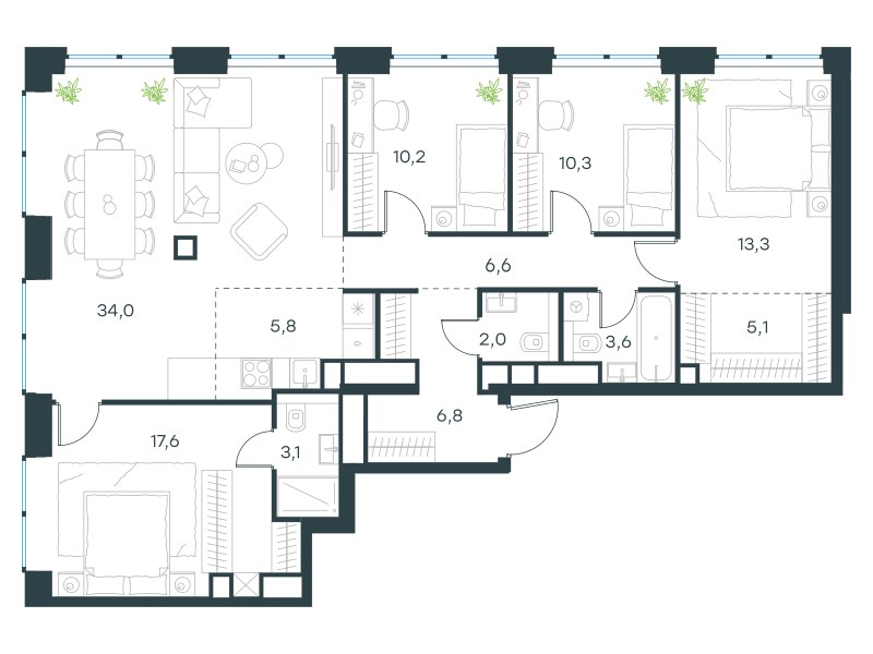Планировка 118.4 м²