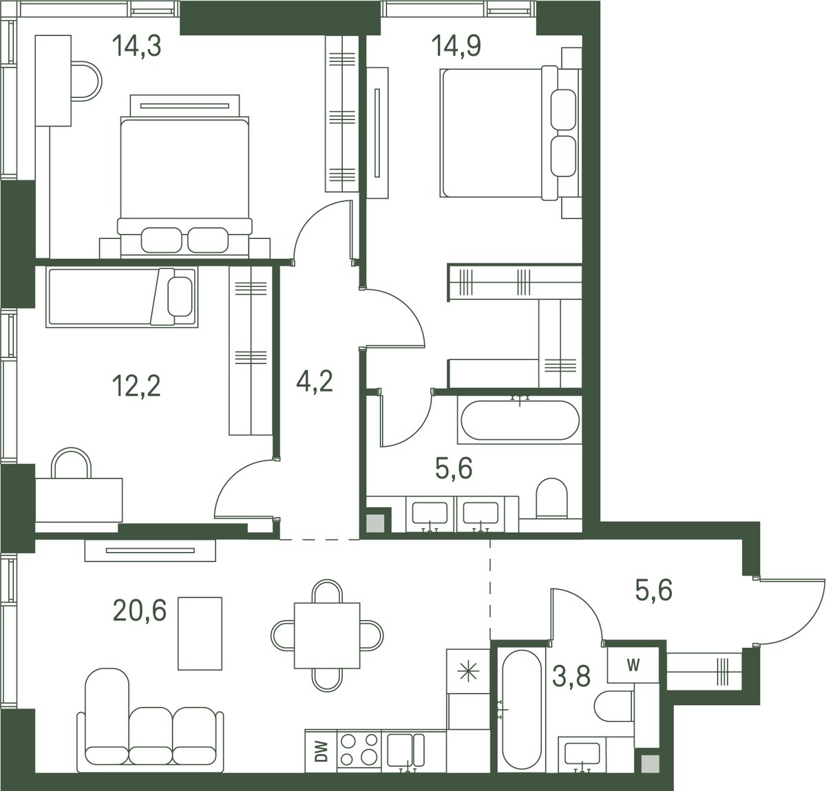 Планировка 81.2 м²