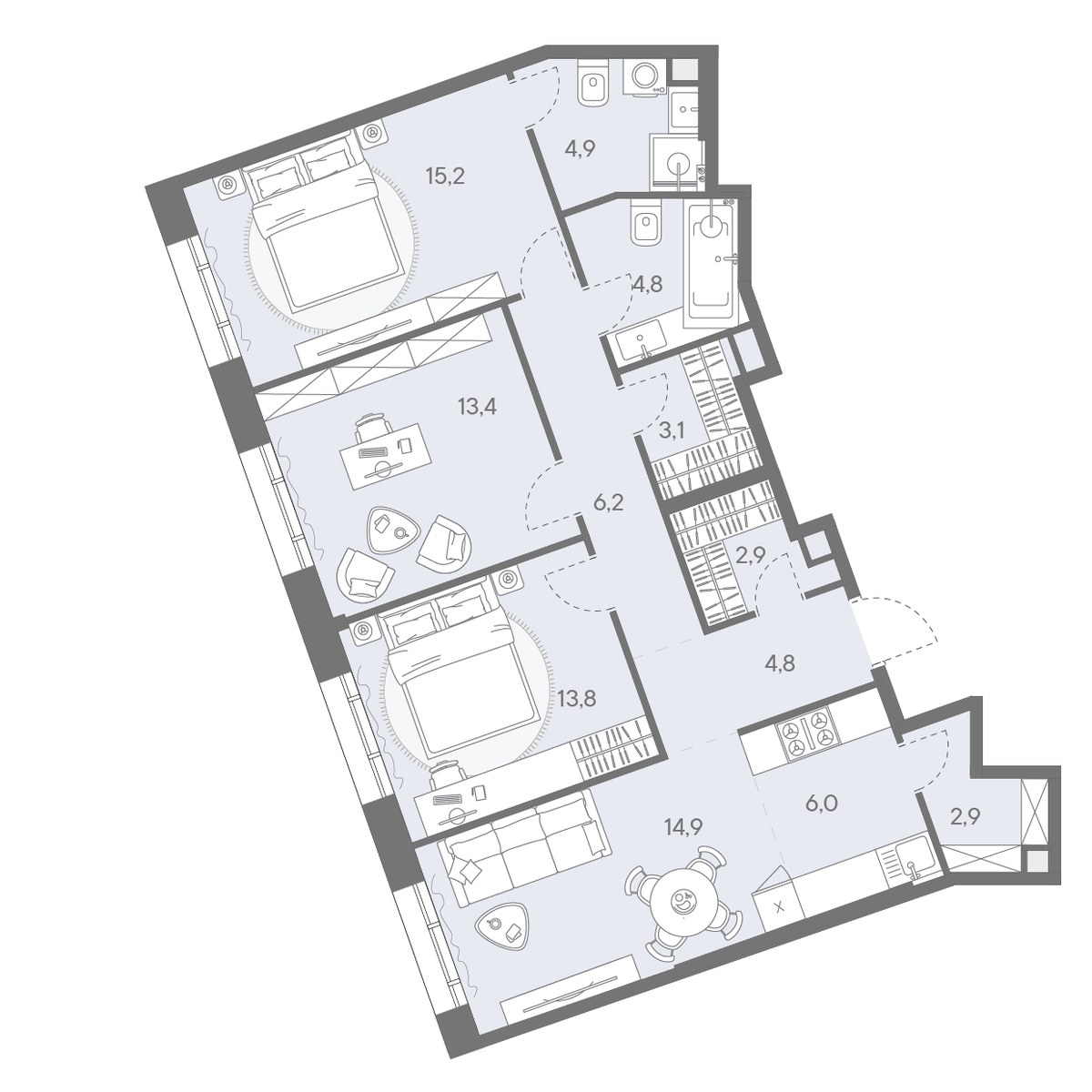 Планировка 92.9 м²