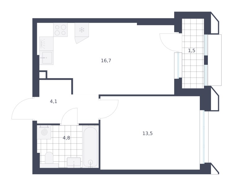 Планировка 40.6 м²