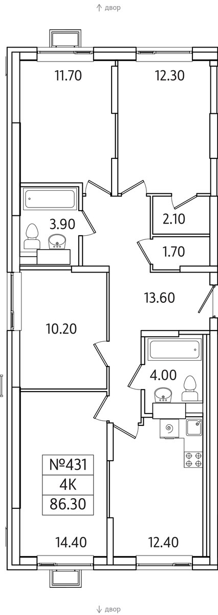 Планировка 86.3 м²