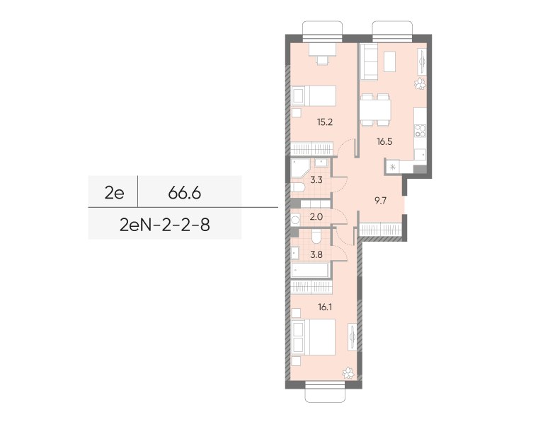 Планировка 66.6 м²