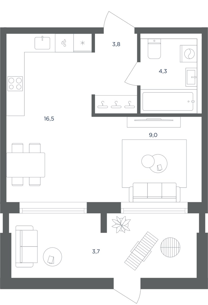 Планировка 37.3 м²