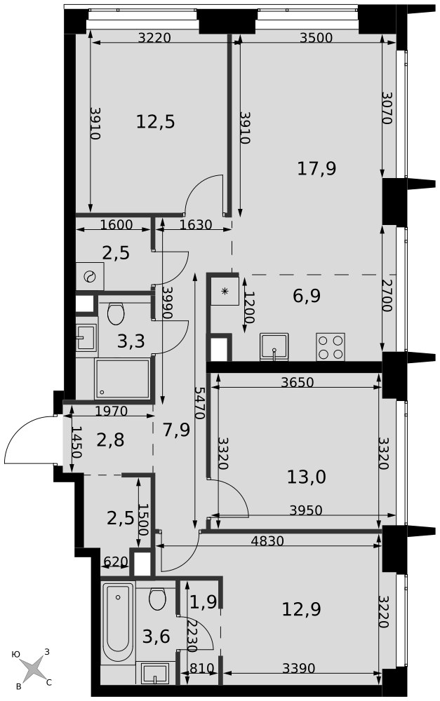 Планировка 87.7 м²