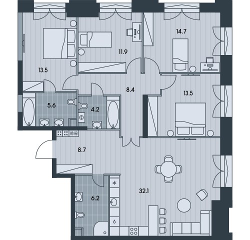 Планировка 119.0 м²