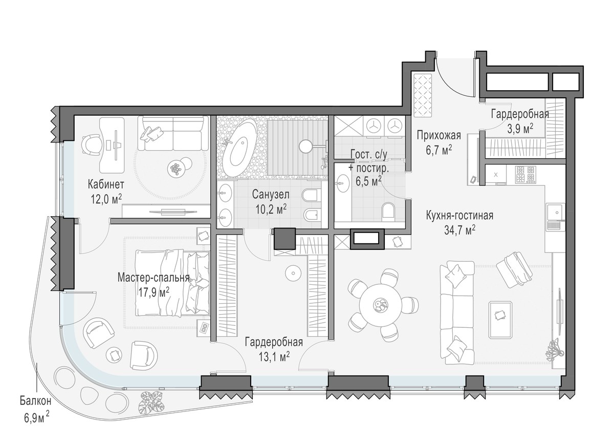 Планировка 106.1 м²