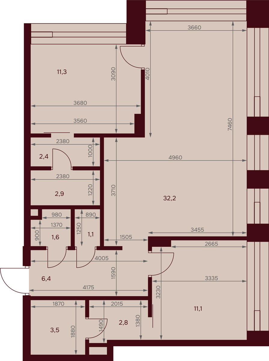 Планировка 74.8 м²