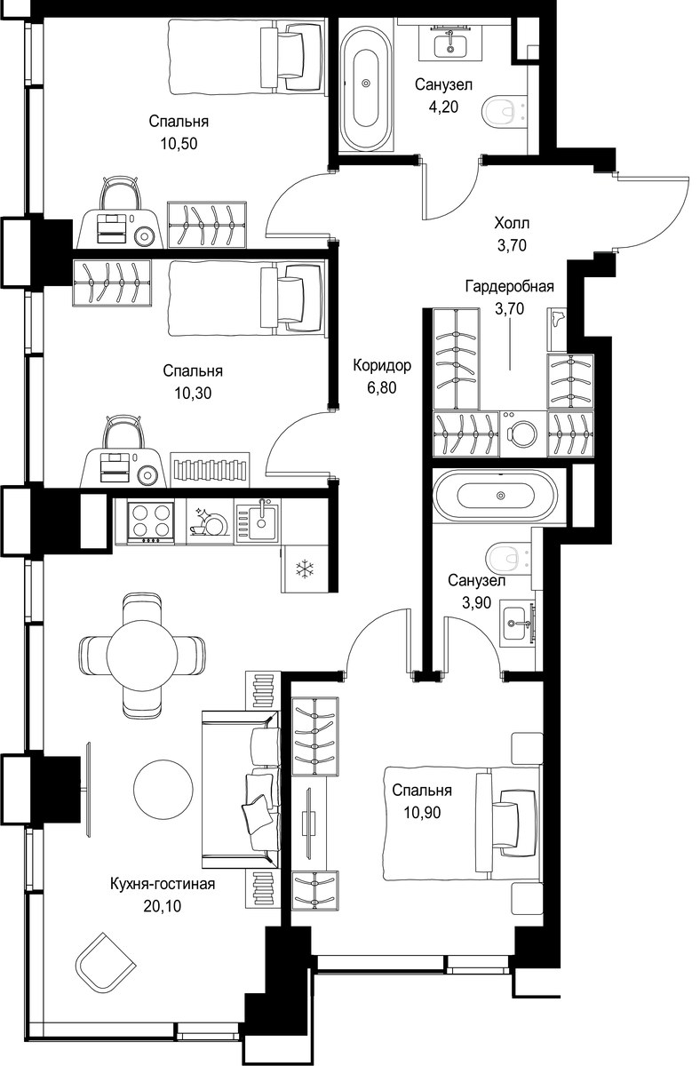 Планировка 74.1 м²