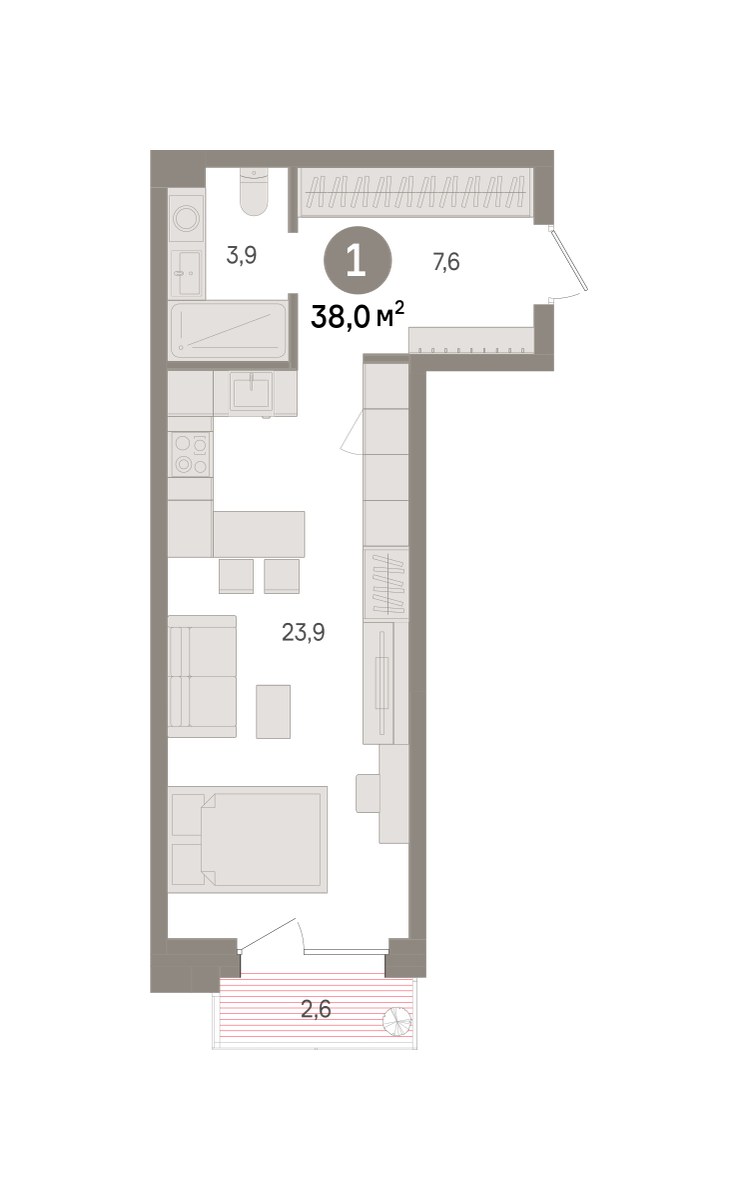 Планировка 38.0 м²