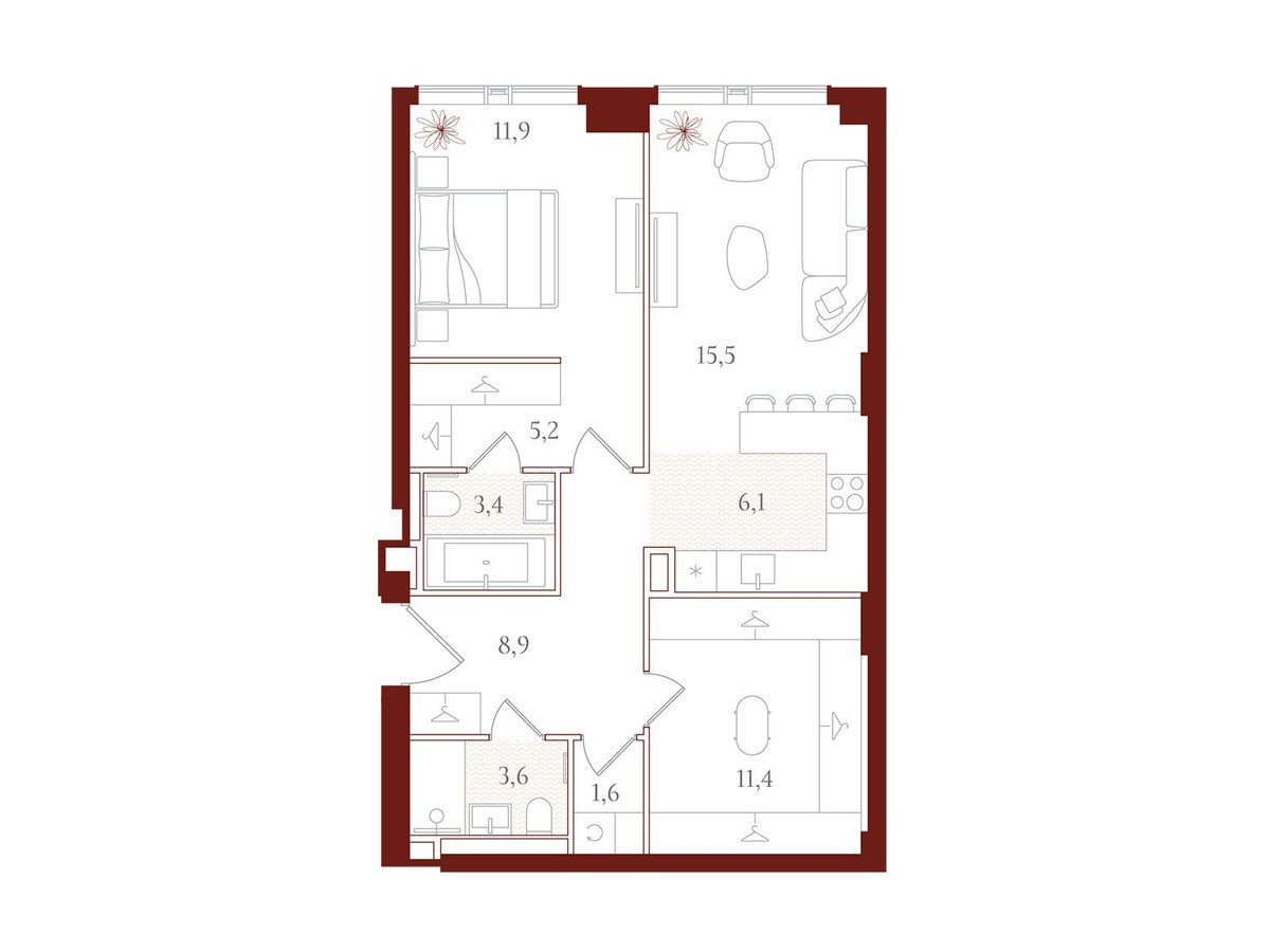 Планировка 67.6 м²