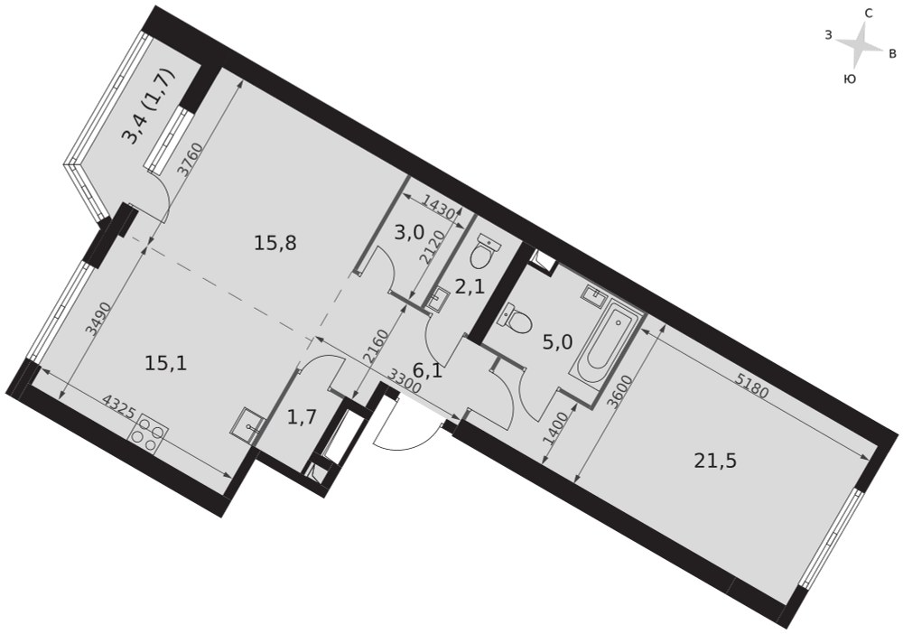 Планировка 72.0 м²