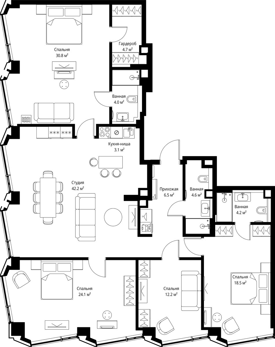 Планировка 154.9 м²