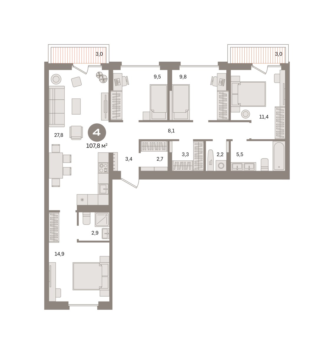 Планировка 107.75 м²