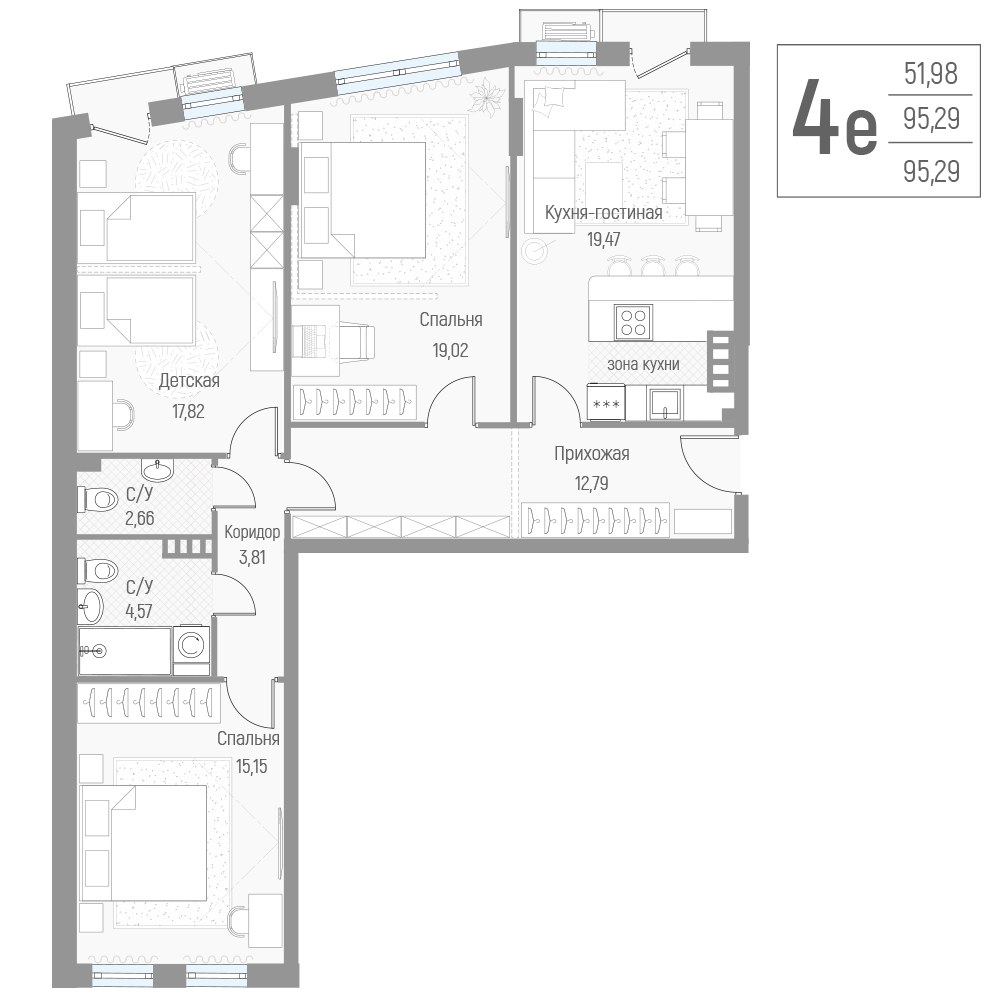 Планировка 95.4 м²