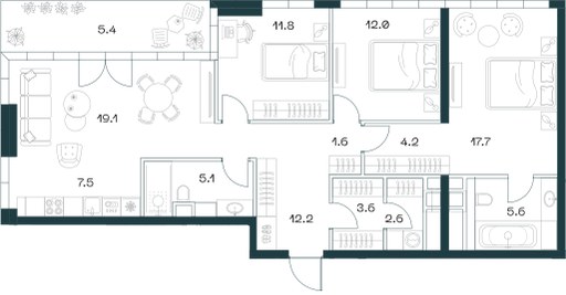 Планировка 106.8 м²