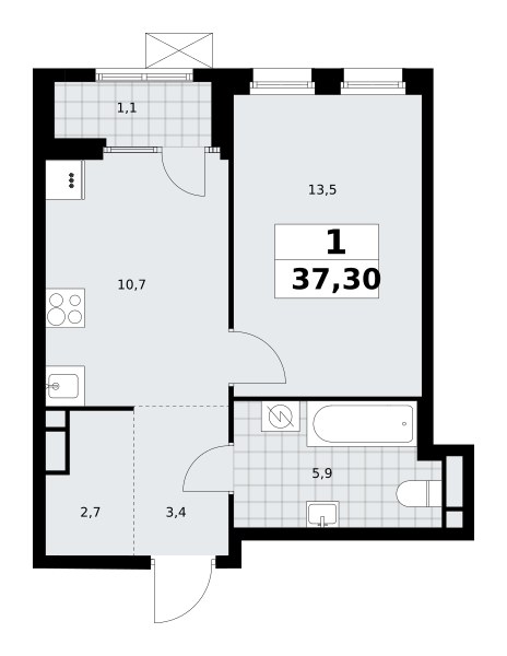 Планировка 37.3 м²