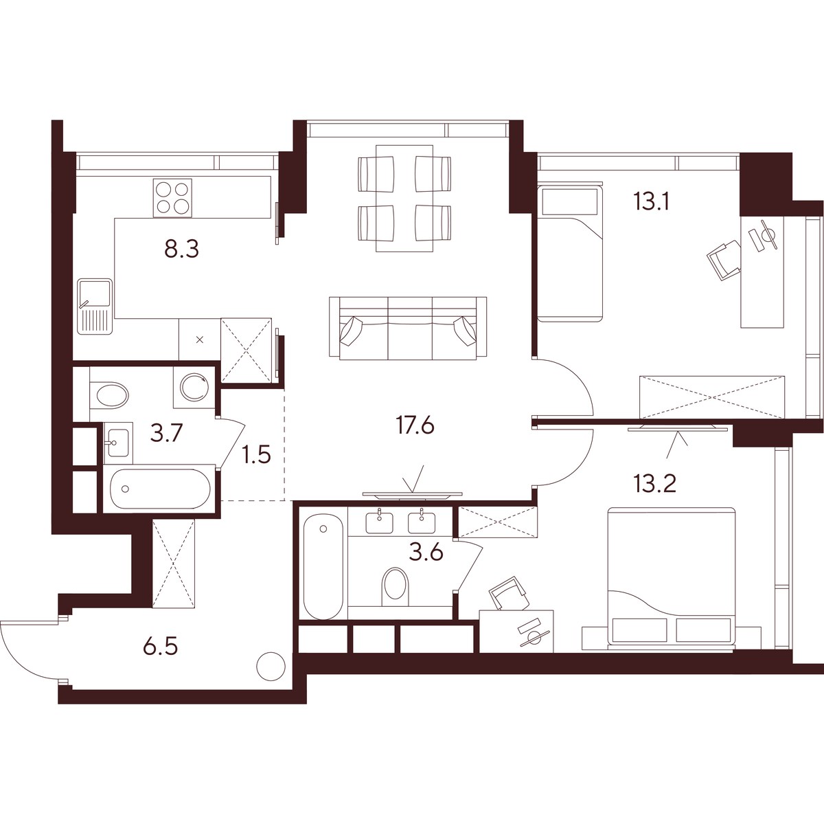 Планировка 67.5 м²