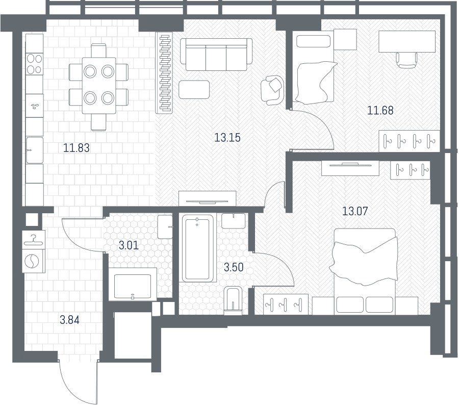 Планировка 60.08 м²