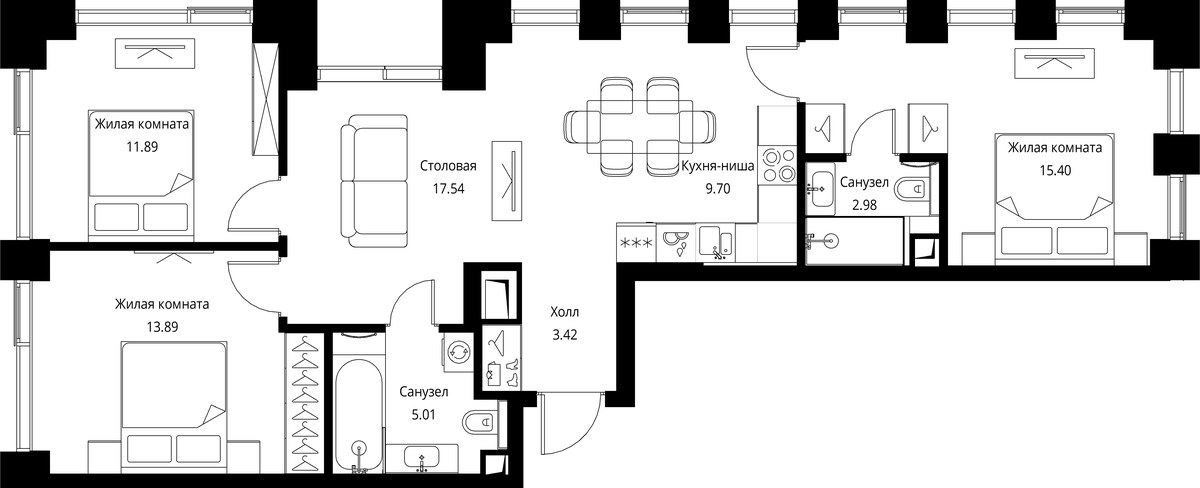 Планировка 79.83 м²