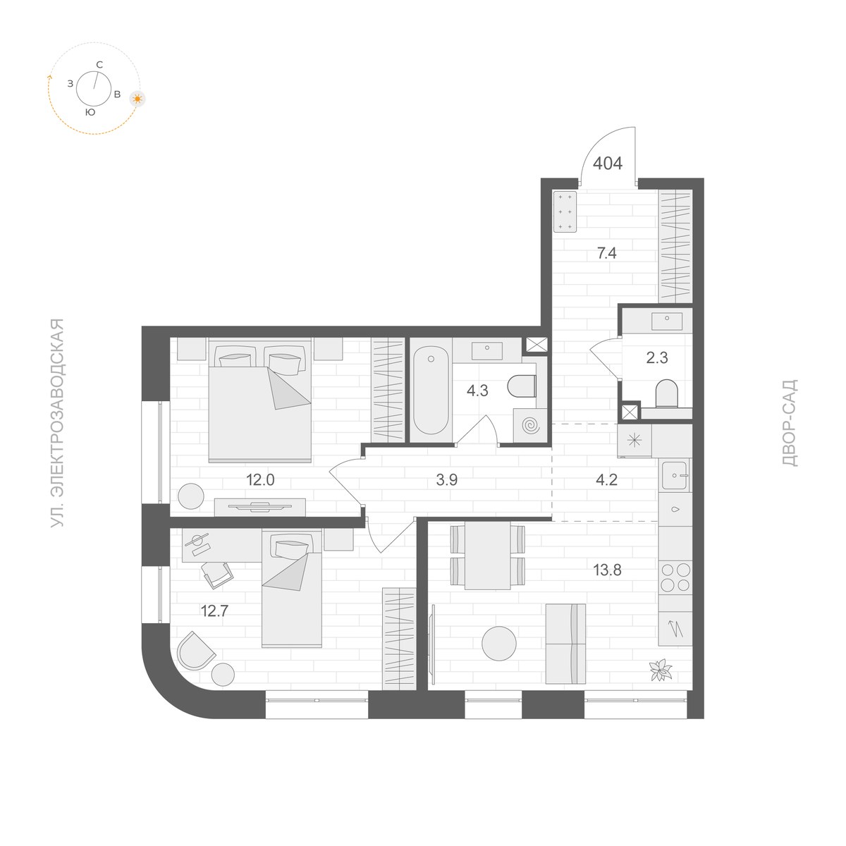 Планировка 60.6 м²
