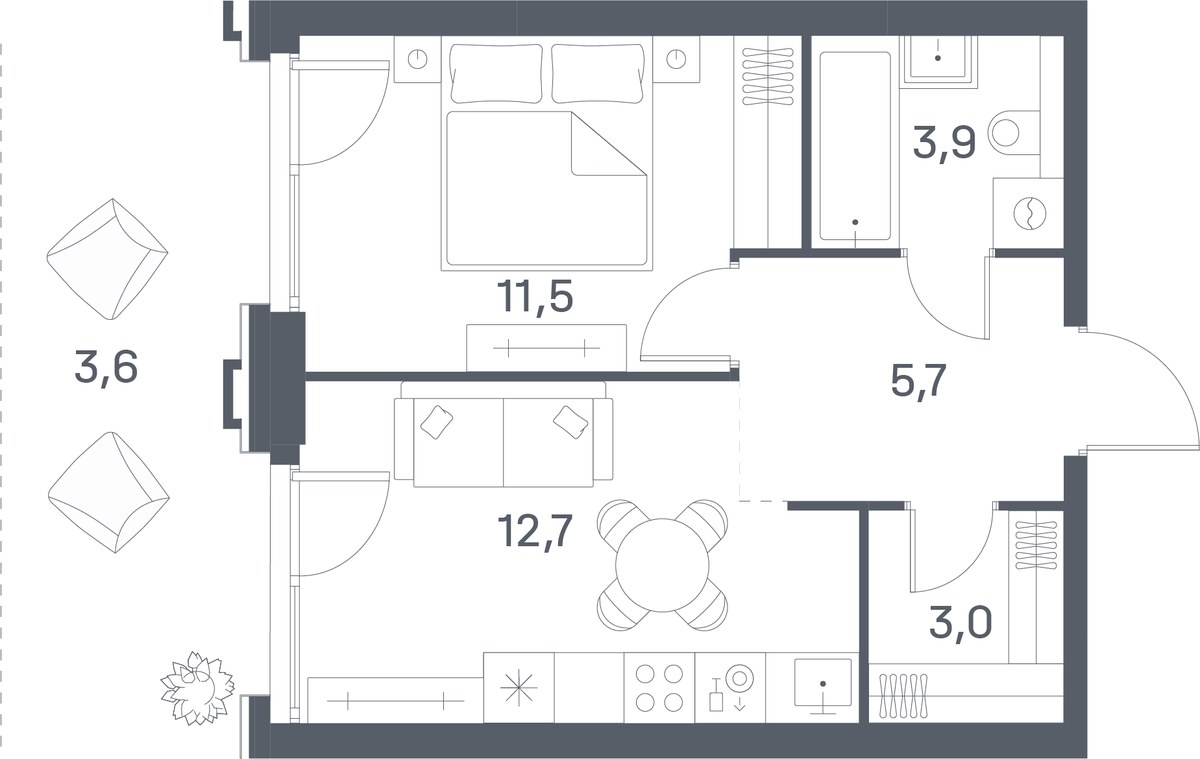 Планировка 40.4 м²