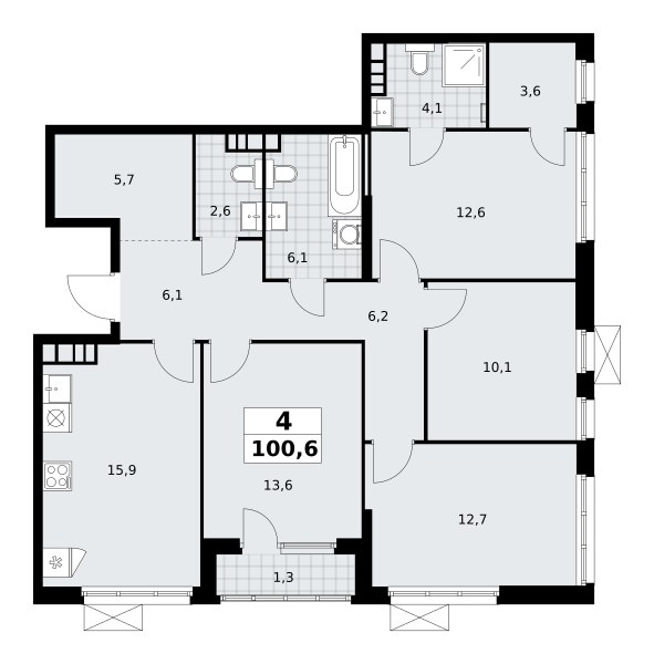 Планировка 100.6 м²