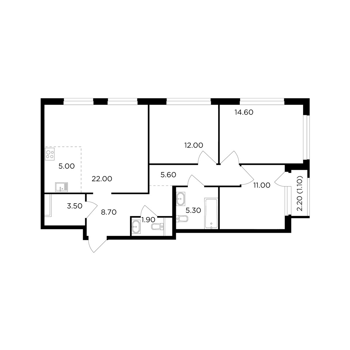 Планировка 90.7 м²