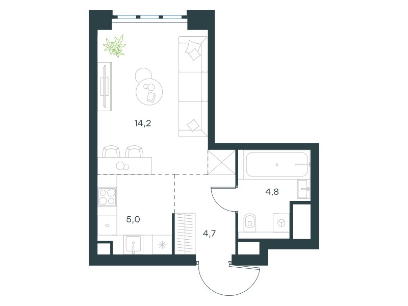 Планировка 28.7 м²