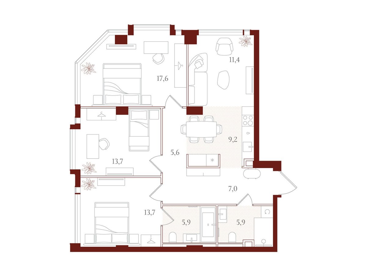 Планировка 90.0 м²