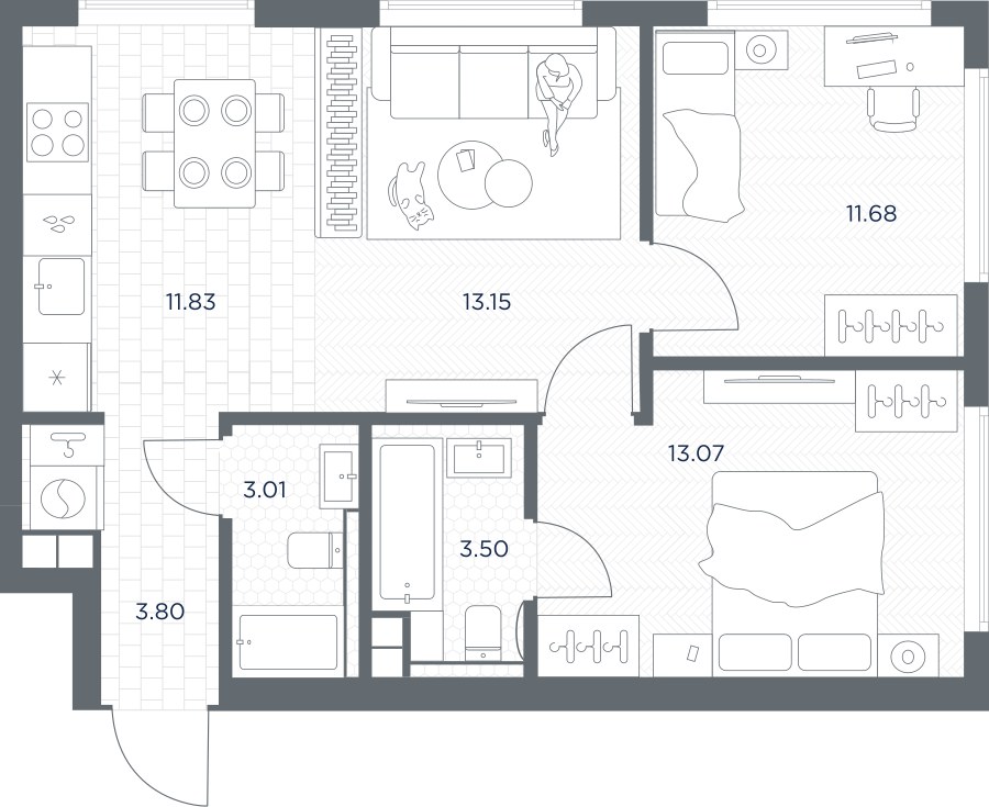 Планировка 60.04 м²