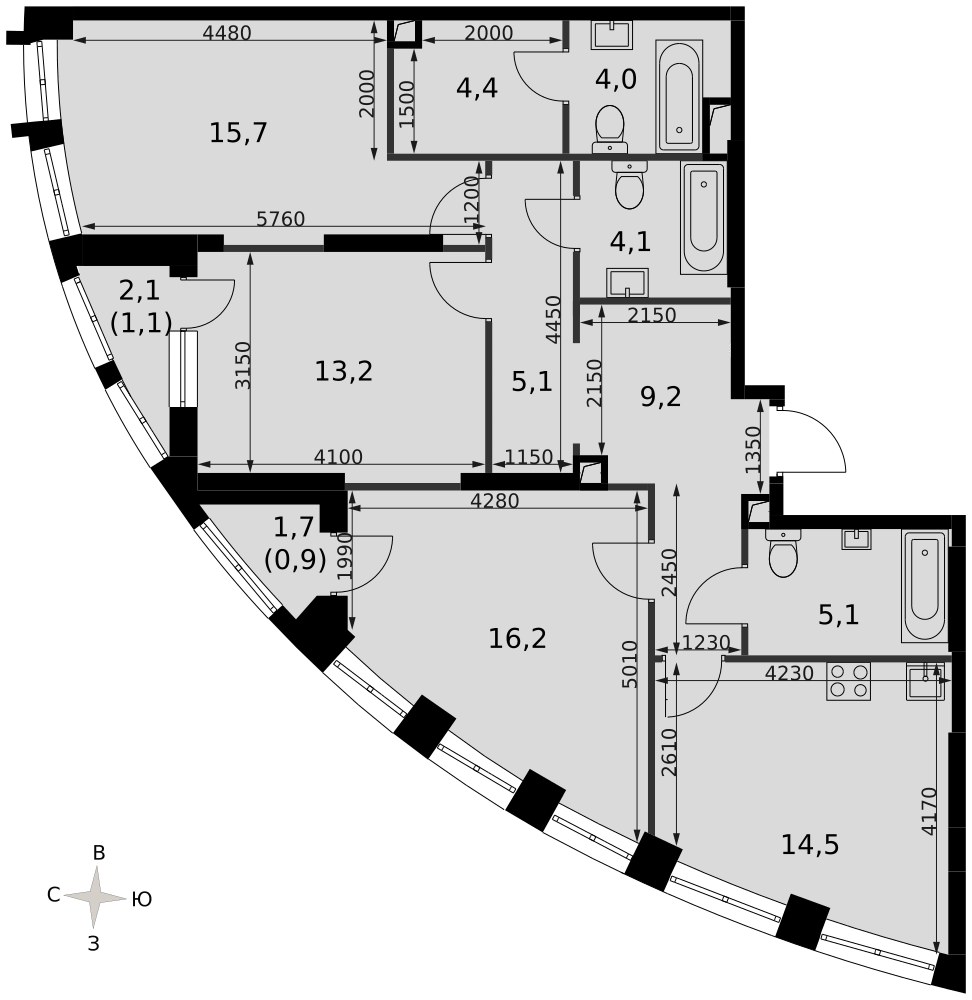 Планировка 93.2 м²