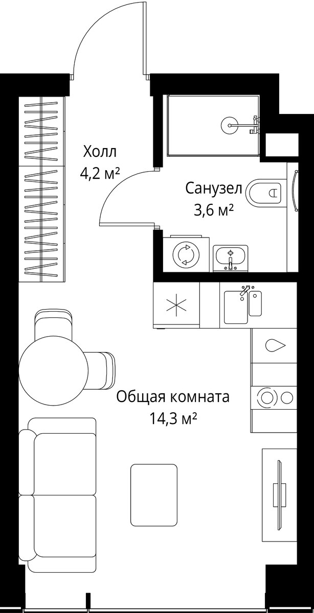 Планировка 22.1 м²