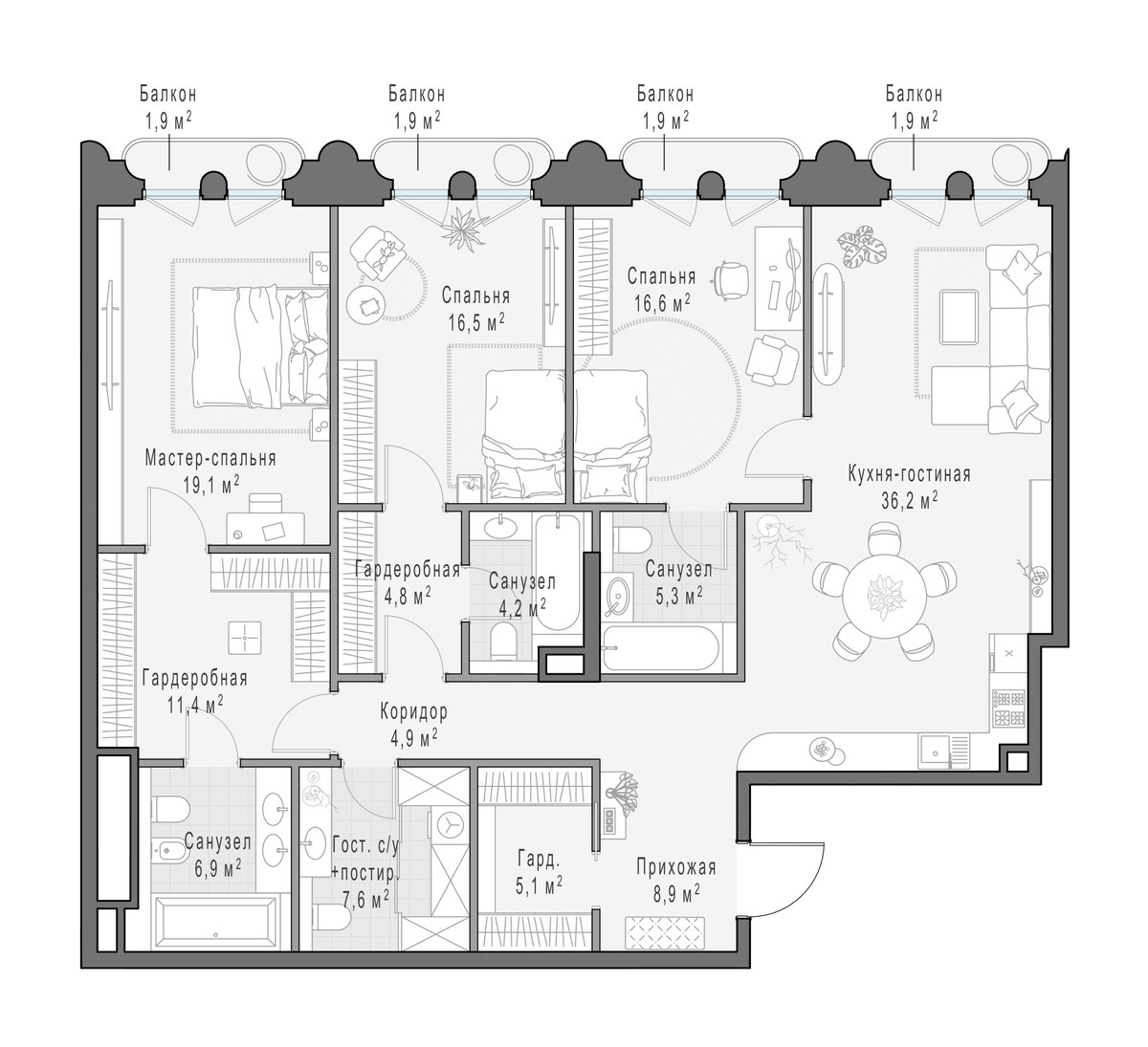 Планировка 149.3 м²
