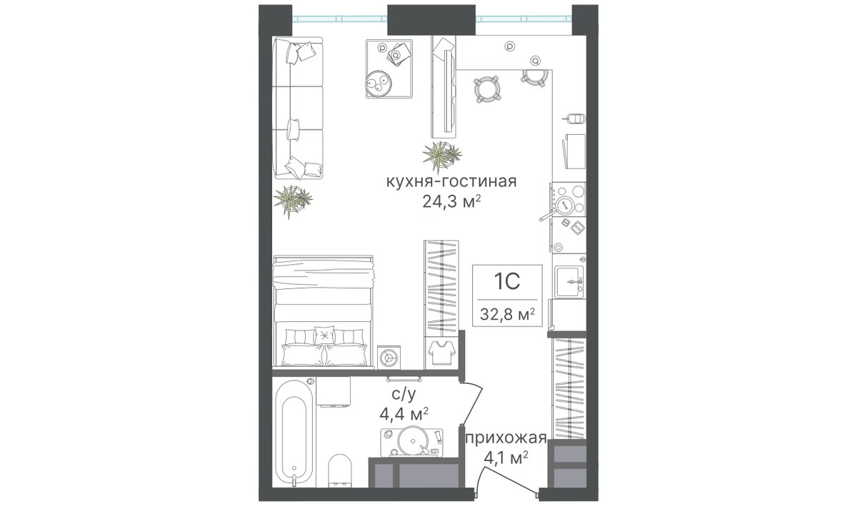 Планировка 33.0 м²