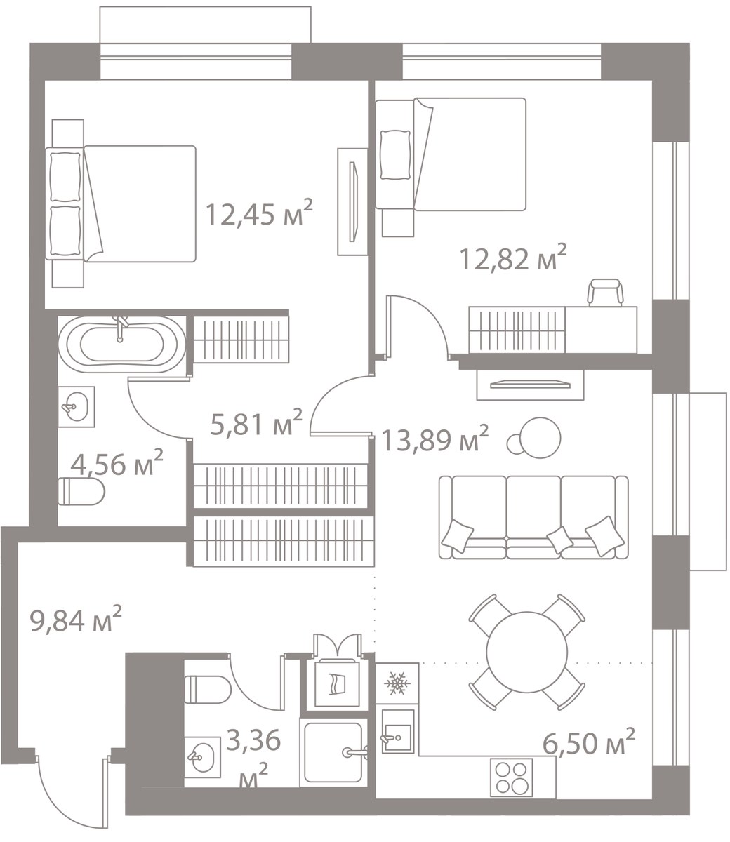 Планировка 69.23 м²