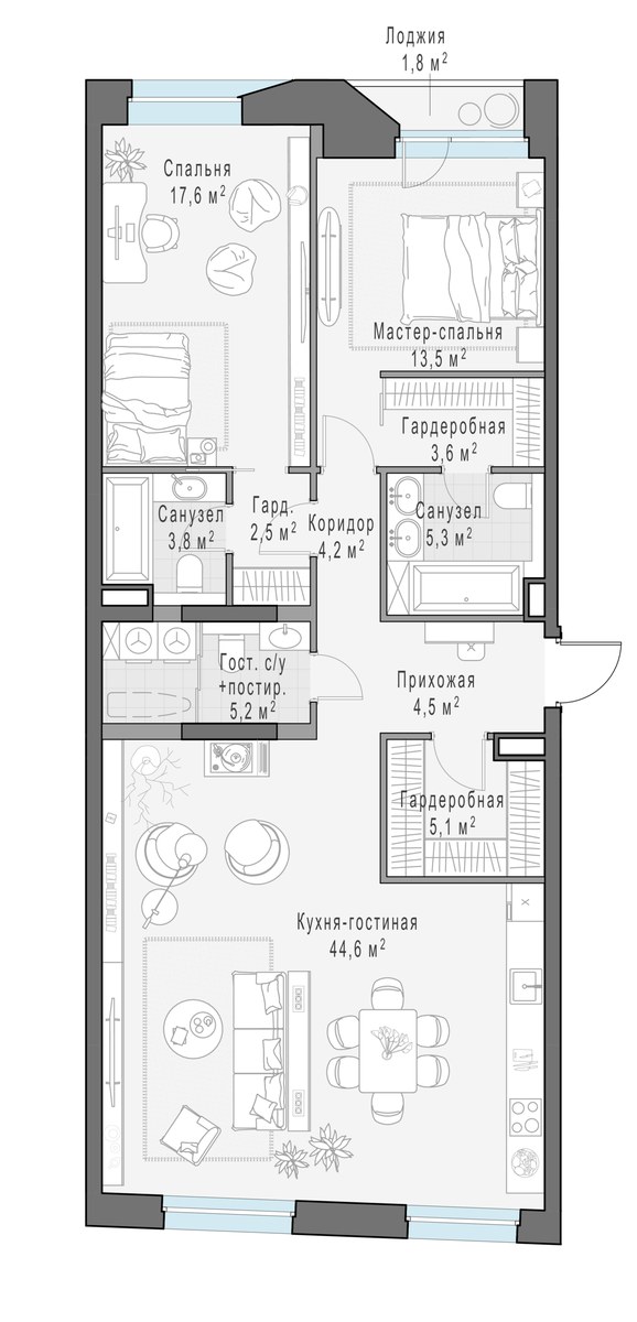 Планировка 111.6 м²