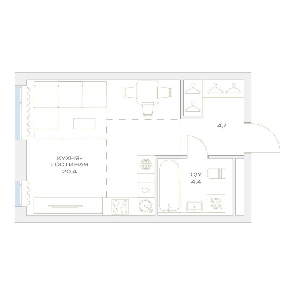 Планировка 29.5 м²