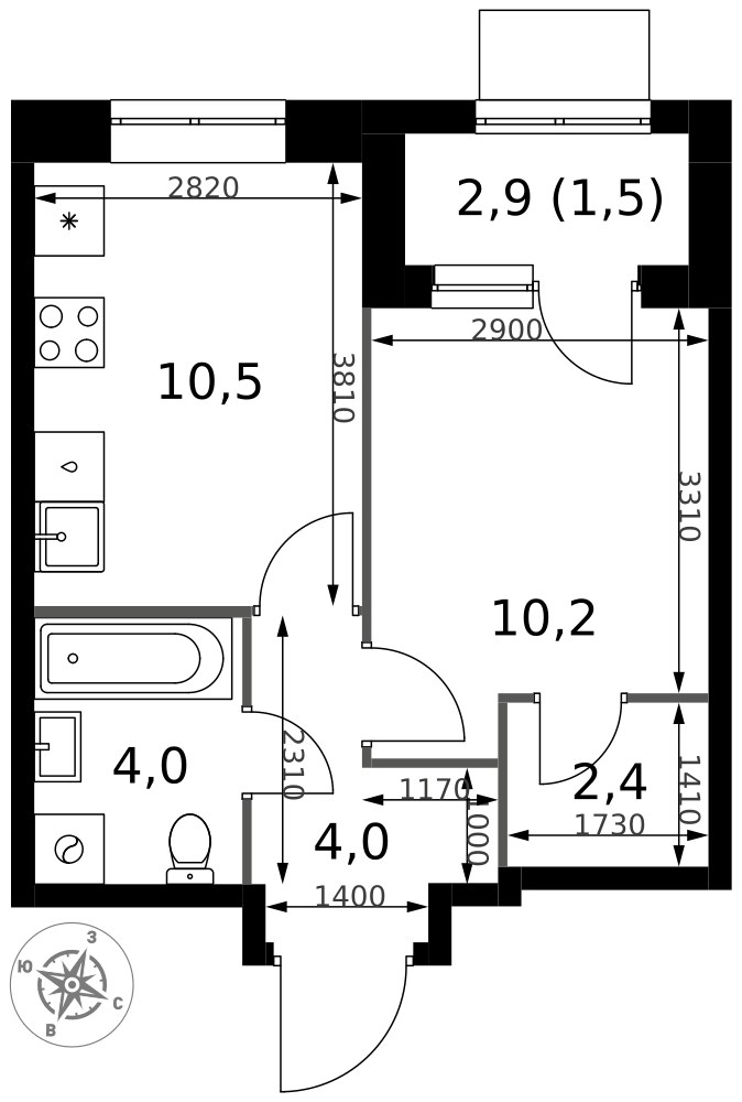 Планировка 32.6 м²