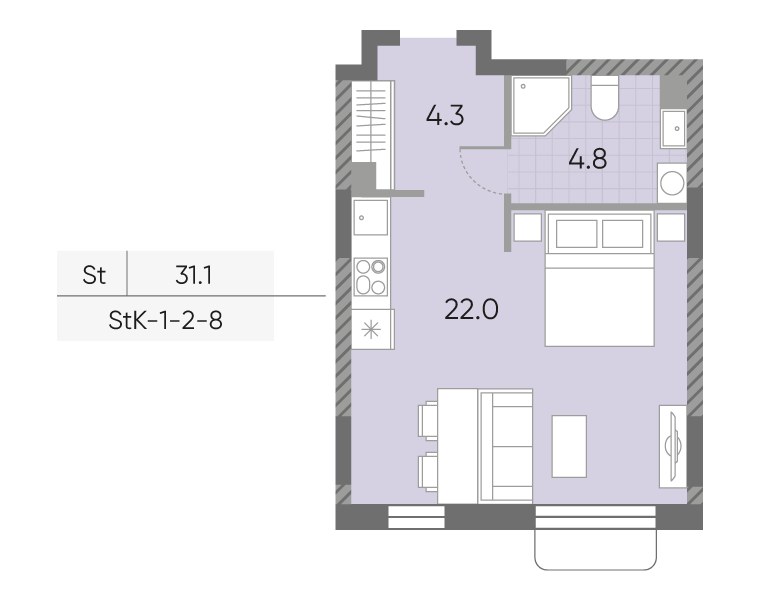 Планировка 31.1 м²