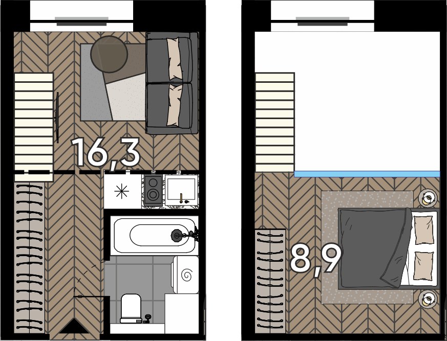 Планировка 22.8 м²