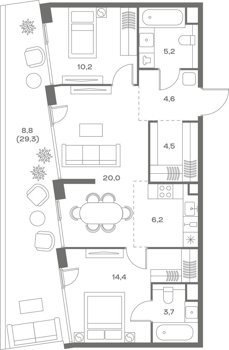 Планировка 77.6 м²