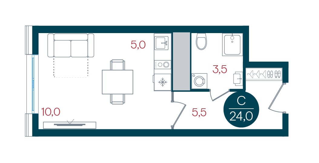 Планировка 24.0 м²