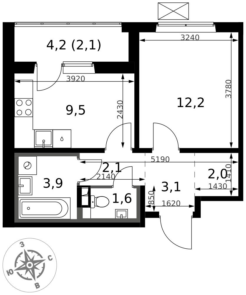 Планировка 36.5 м²