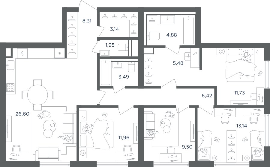 Планировка 106.6 м²