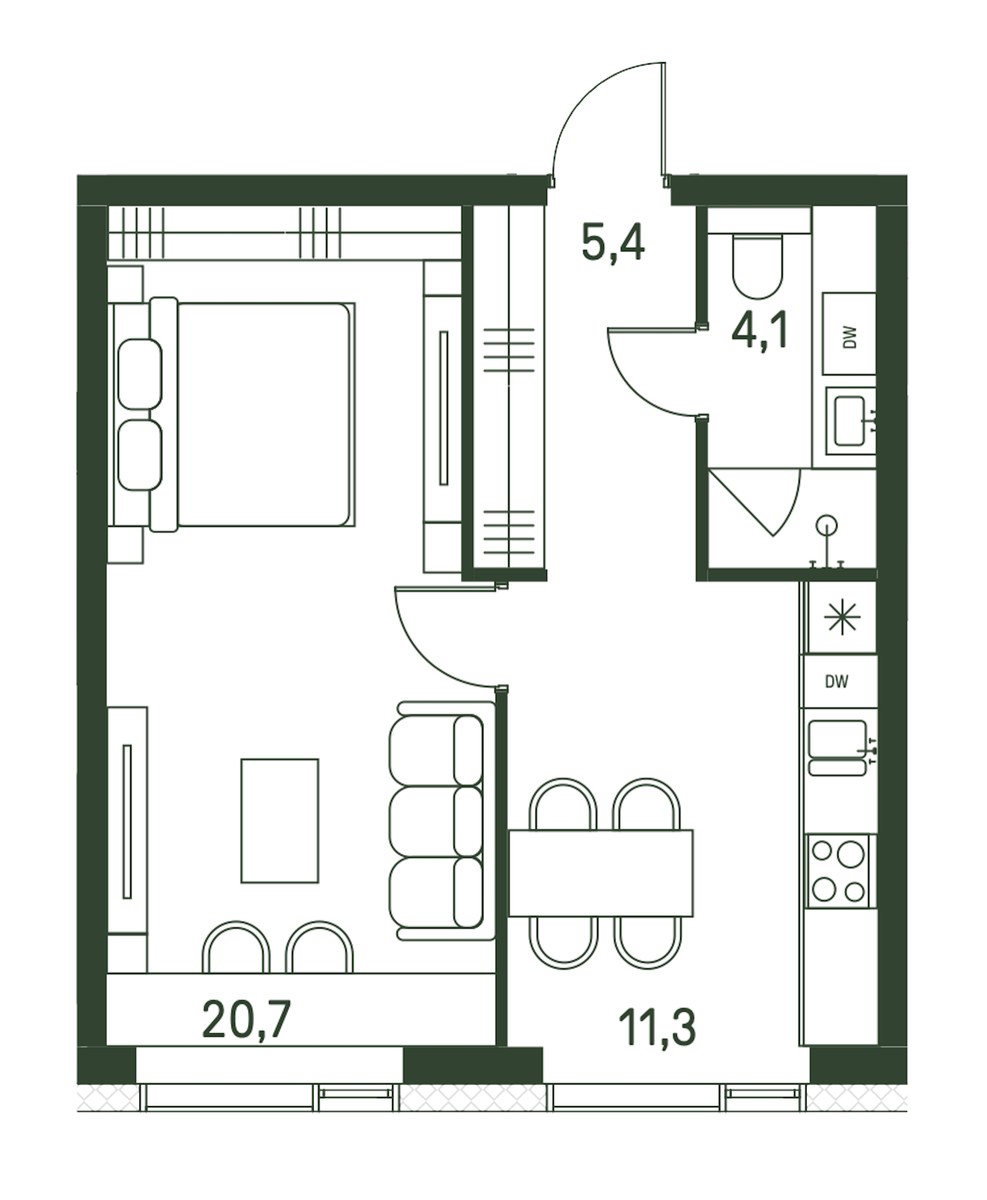 Планировка 41.5 м²