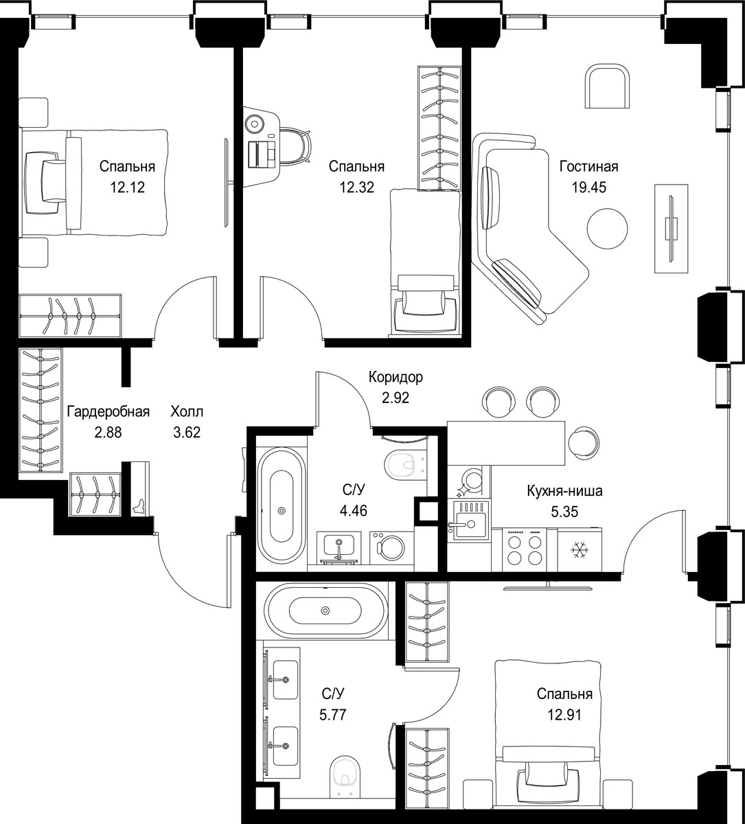 Планировка 81.8 м²