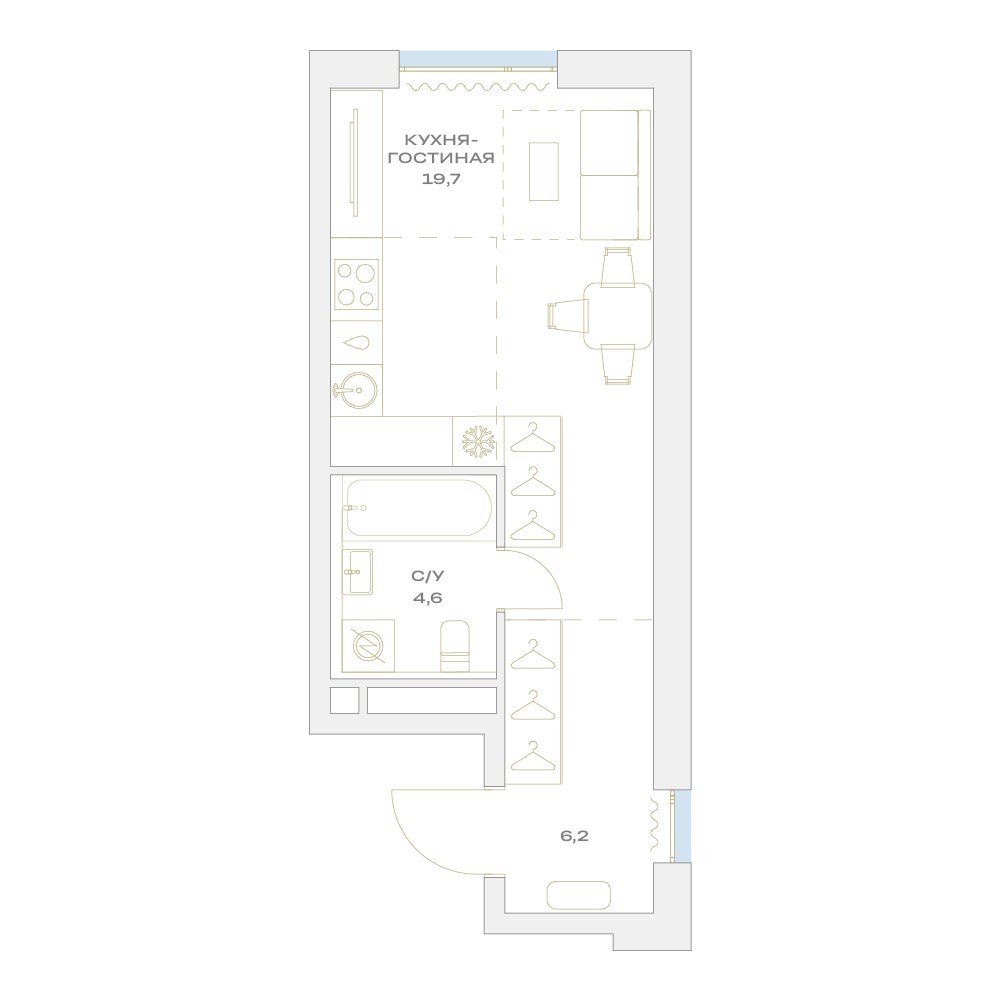 Планировка 30.5 м²